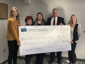 Cambria County Children and Youth Services Advisory Board members donate $2,500 to the Cambria County Backpack Project Fund at Community Foundation for the Alleghenies